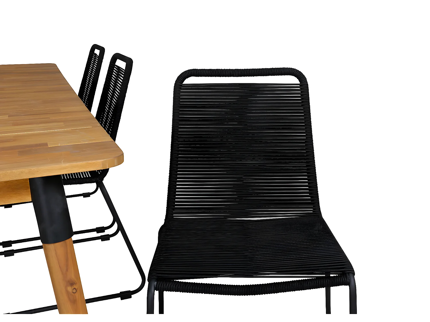 Julian tuinmeubelset tafel 100x210cm en 6 stoel stapelS Lindos zwart, naturel.