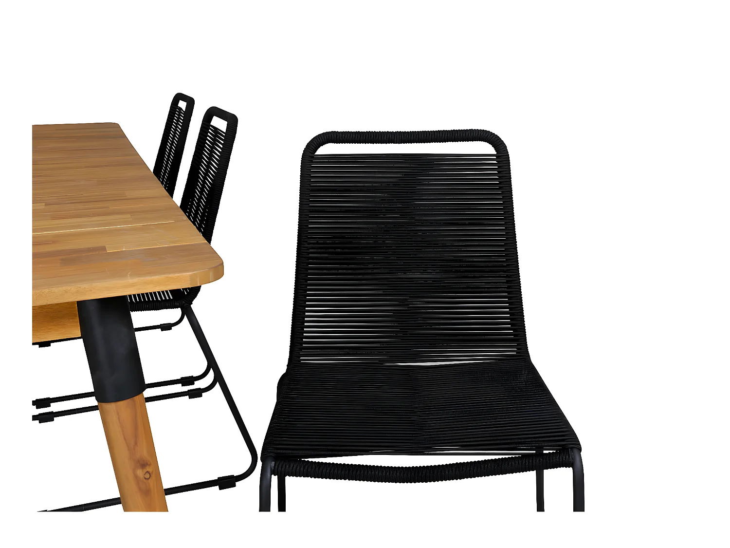 Julian Ensemble table et chaises de jardin, table 100x210cm et 6 chaises stabelS Lindos, noir, naturel.