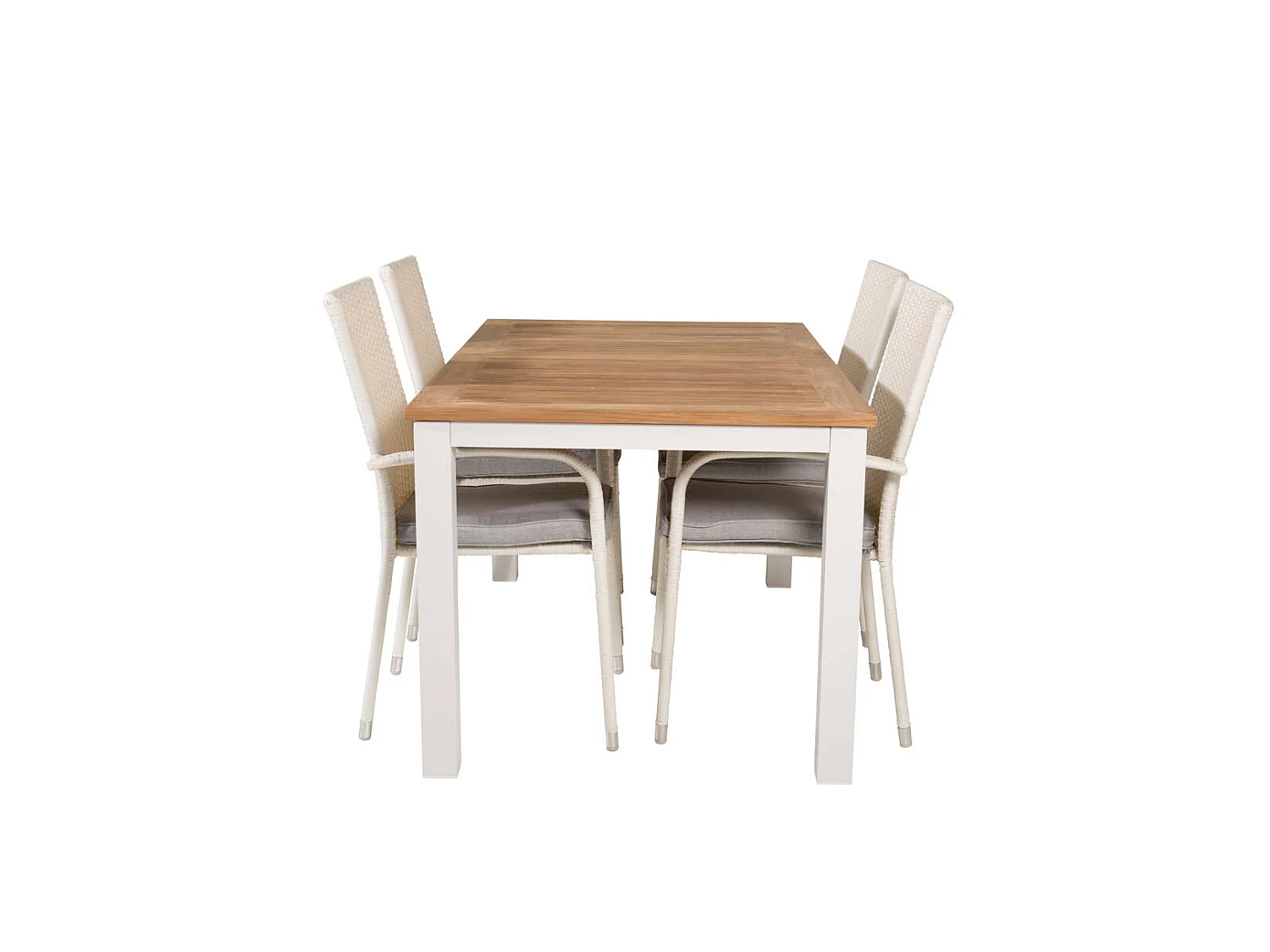 Panama Ensemble table et chaises de jardin, table 90x152/210cm et 4 chaises Anna, blanc, naturel.