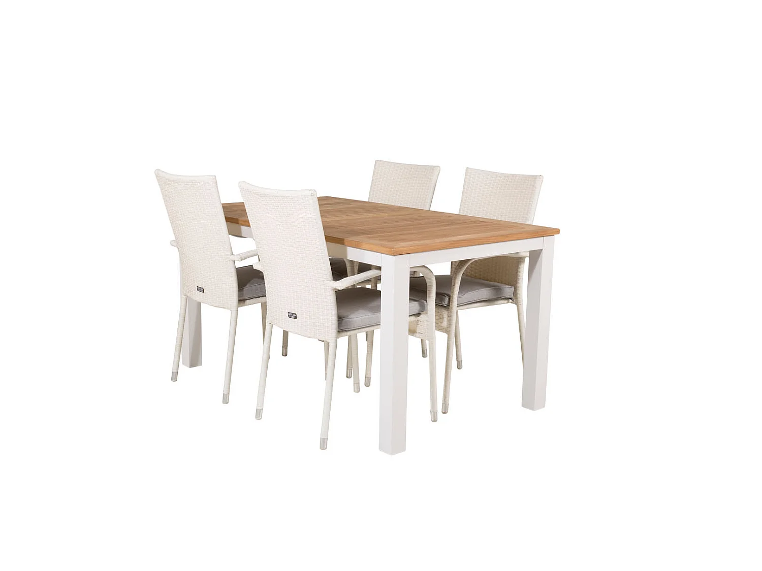 Panama Ensemble table et chaises de jardin, table 90x152/210cm et 4 chaises Anna, blanc, naturel.