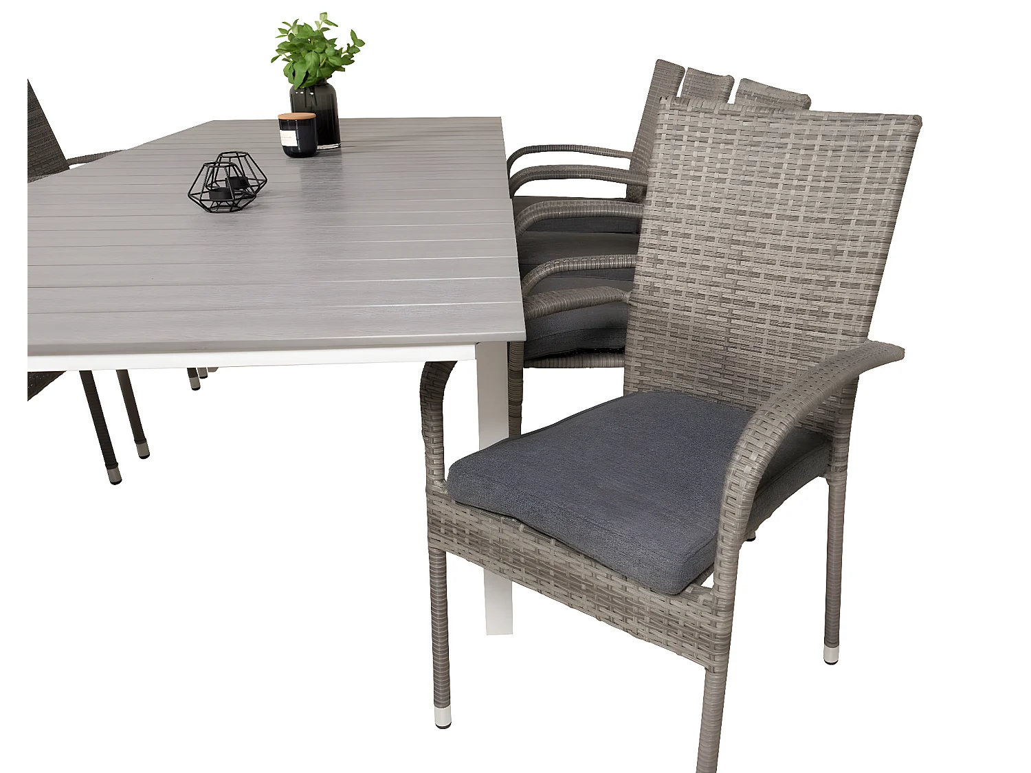 Levels Ensemble table et chaises de jardin, table 100x160/240cm et 8 chaises Anna, gris.