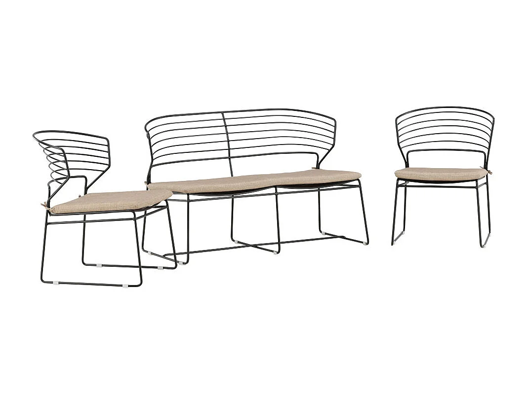 Salon de Jardin en Métal "Milano" 110cm Noir