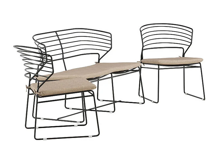 Salon de Jardin en Métal "Milano" 110cm Noir