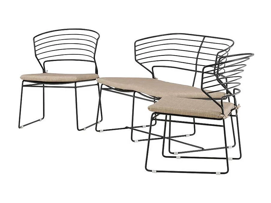 Salon de Jardin en Métal "Milano" 110cm Noir