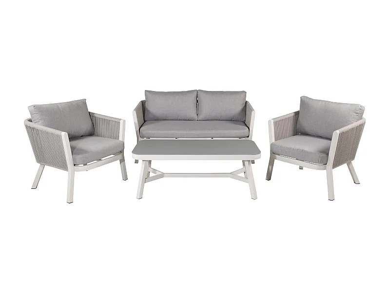 Salon de Jardin "Virya" 150cm Blanc & Gris