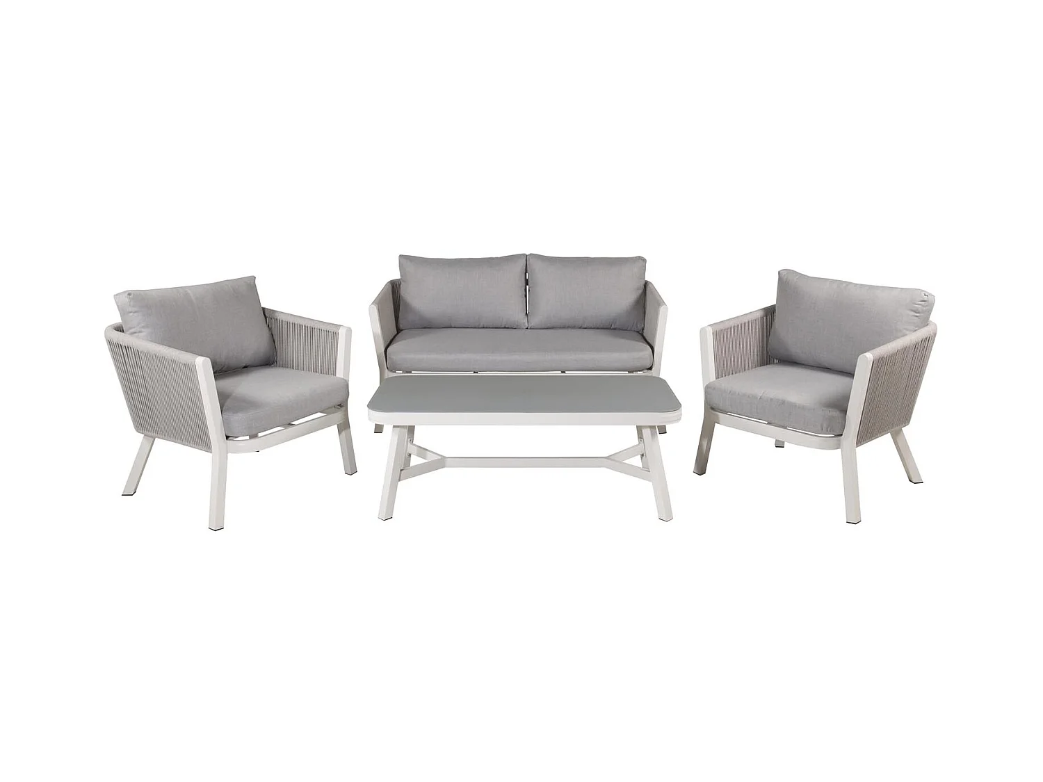 Salon de Jardin "Virya" 150cm Blanc & Gris