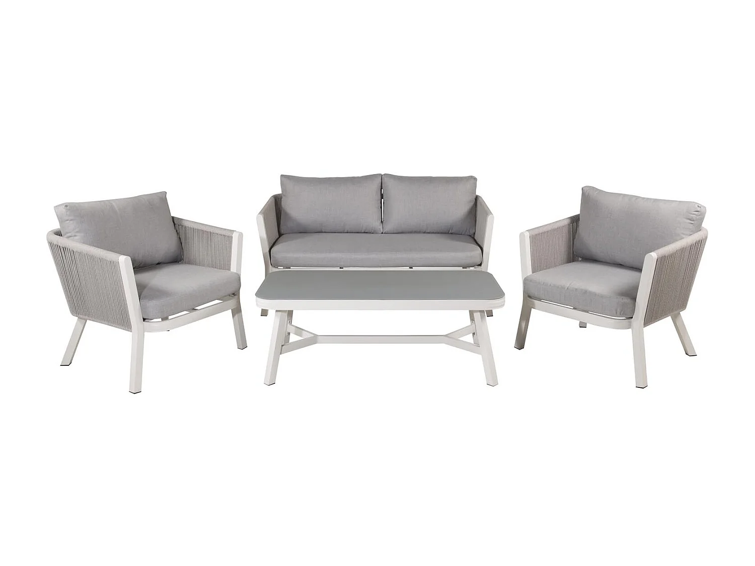 Salon de Jardin "Virya" 150cm Blanc & Gris