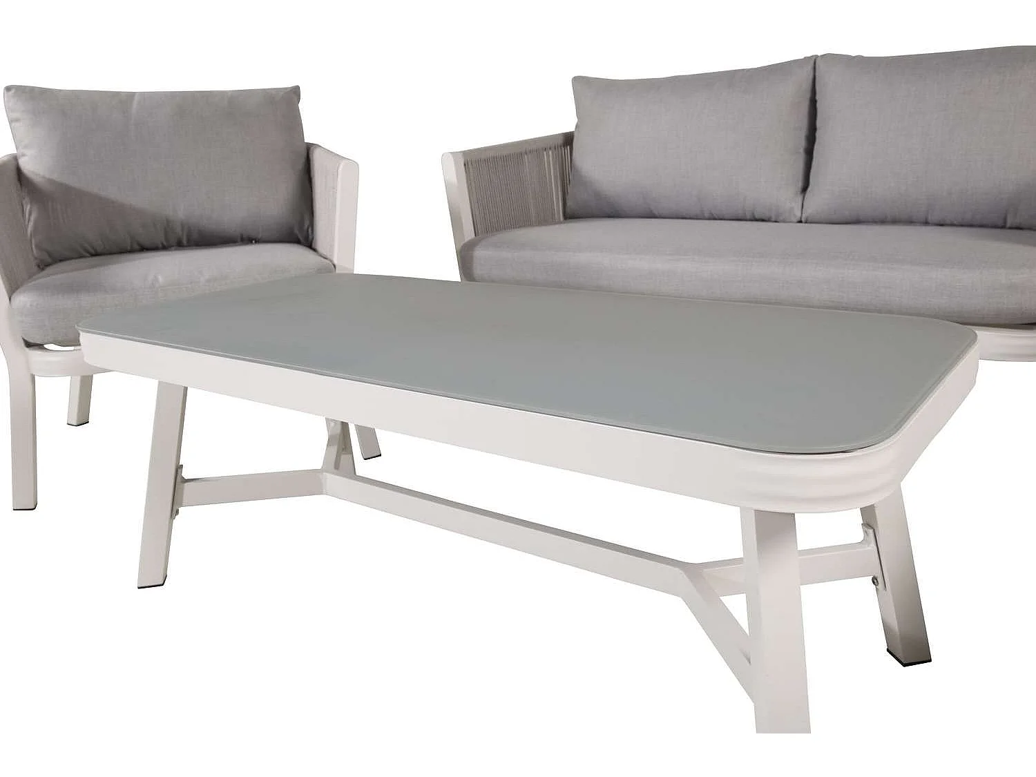 Salon de Jardin "Virya" 150cm Blanc & Gris