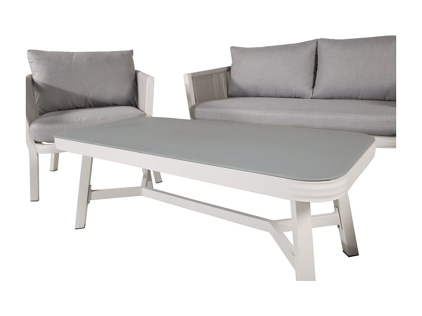 Salon de Jardin "Virya" 150cm Blanc & Gris