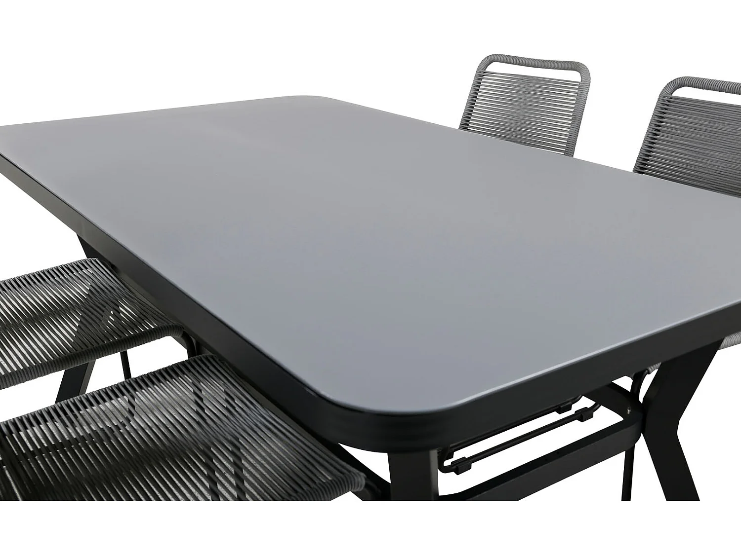 Virya tuinmeubelset tafel 90x160cm en 4 stoel Lindos zwart, grijs.