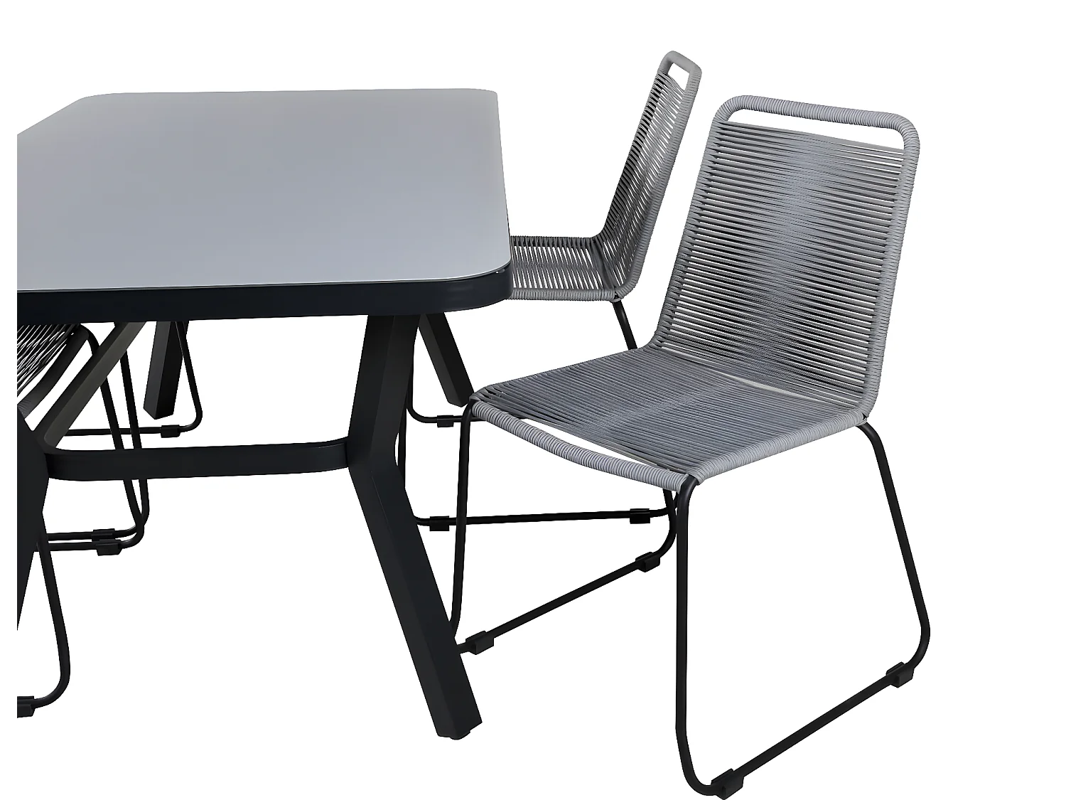 Virya tuinmeubelset tafel 90x160cm en 4 stoel Lindos zwart, grijs.