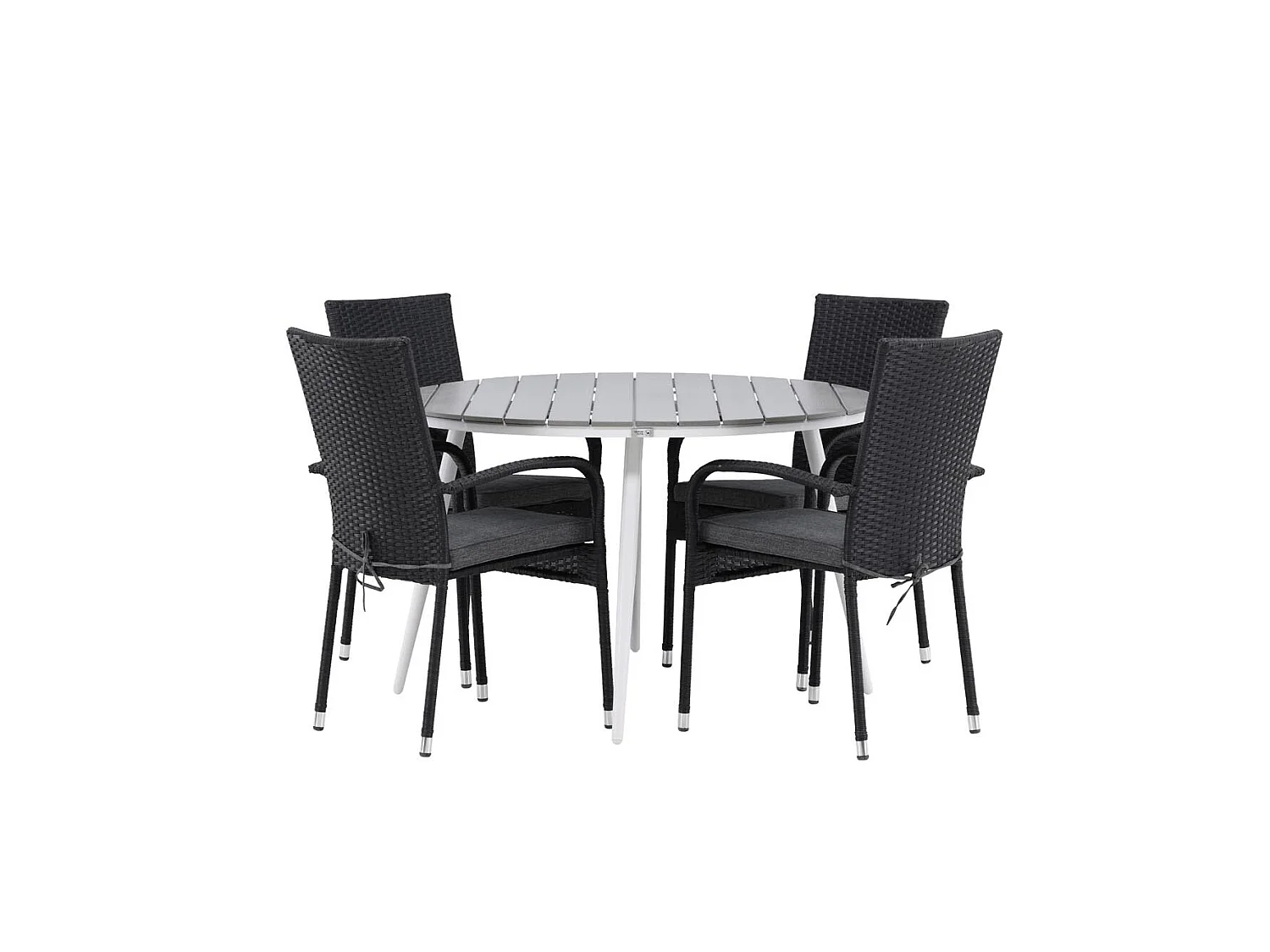 Break ensemble table et chaises de jardin, table 120x120cm, 4 chaises Anna, gris,noir.