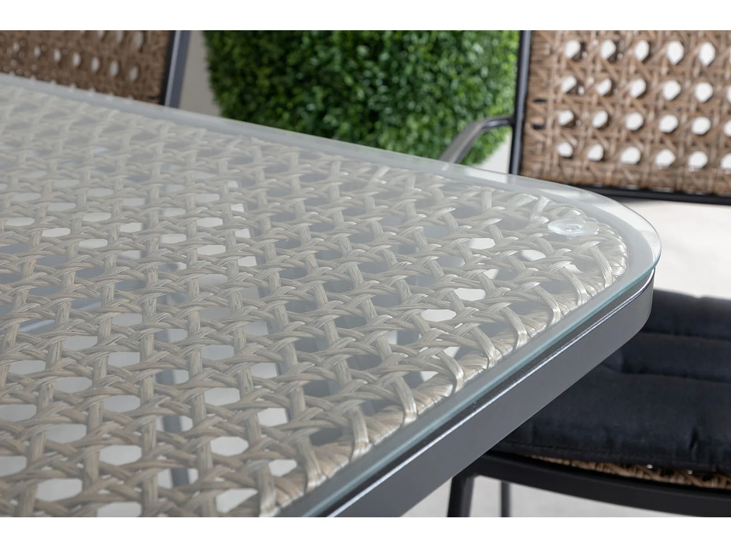 Paola Ensemble table et chaises de jardin, table 100x200cm et 6 chaises Paola, noir, naturel.