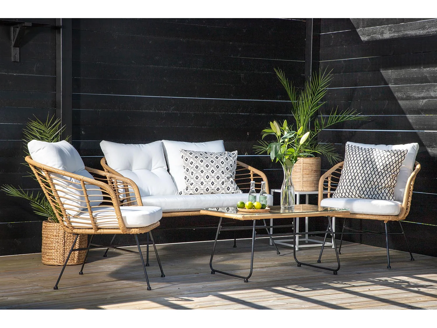 Salon de Jardin "Viga" 126cm Naturel