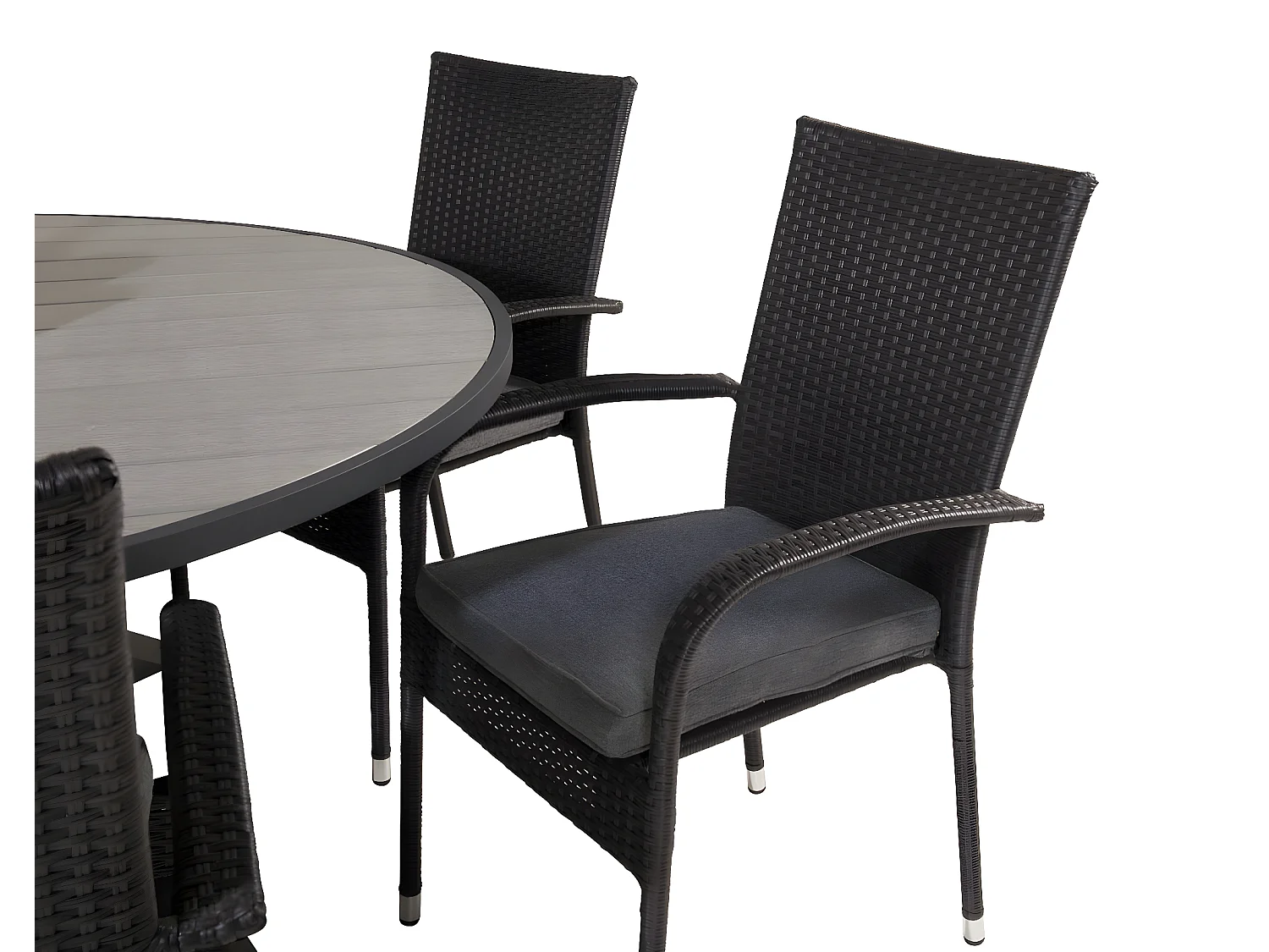 Parma Gartenset Tisch Ø140cm und 6 Stühle Anna schwarz, grau.