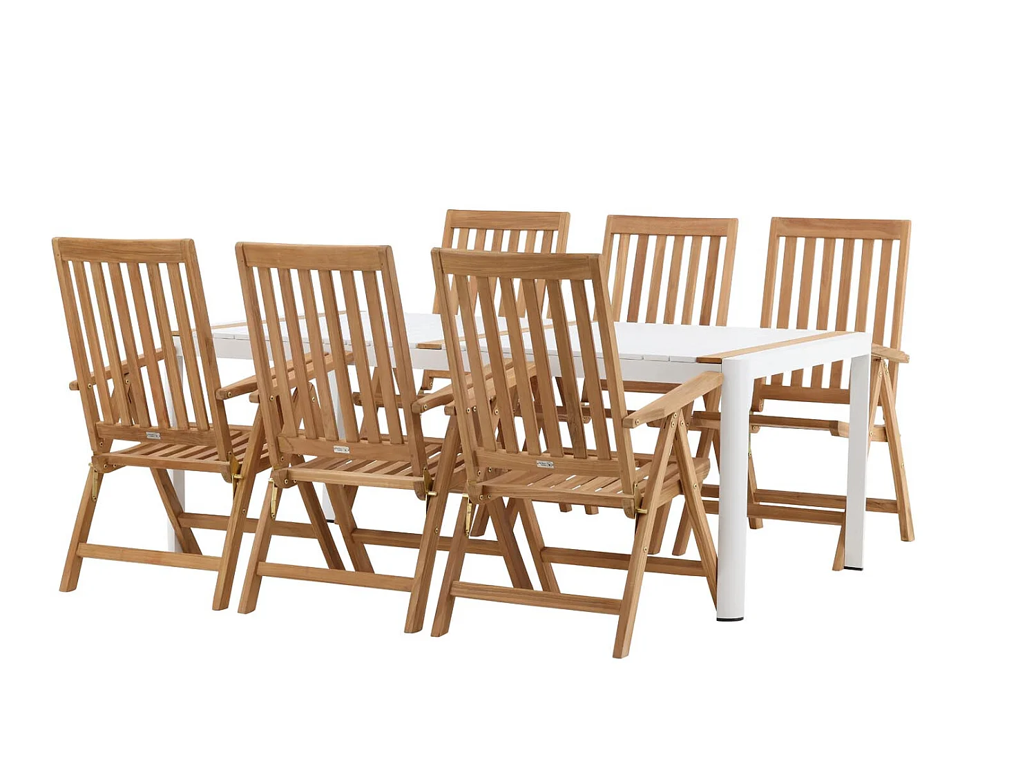 Togo tuinmeubelset tafel 200x100cm, 6 stoelen Kenya, wit,naturel.