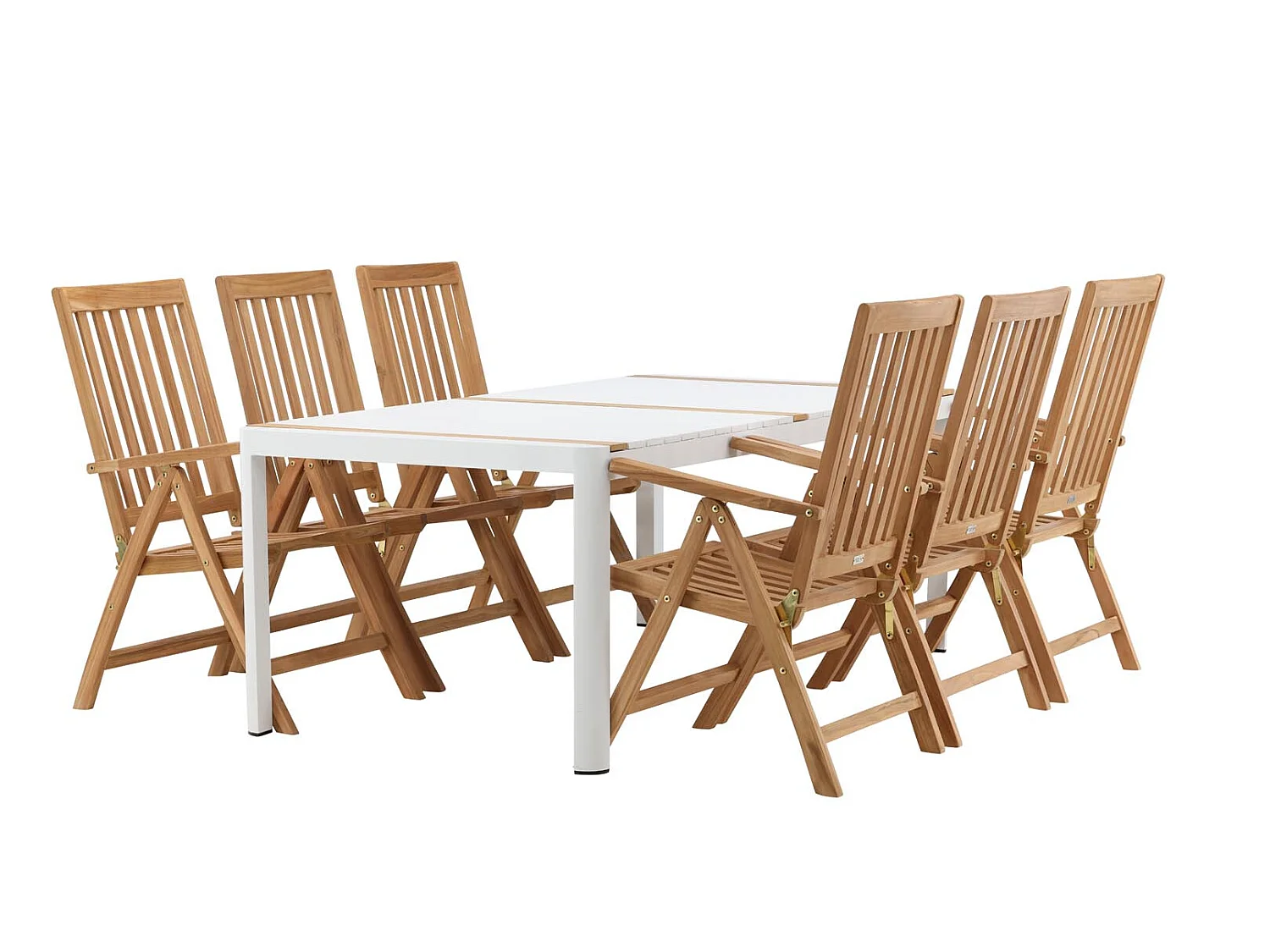 Togo tuinmeubelset tafel 200x100cm, 6 stoelen Kenya, wit,naturel.