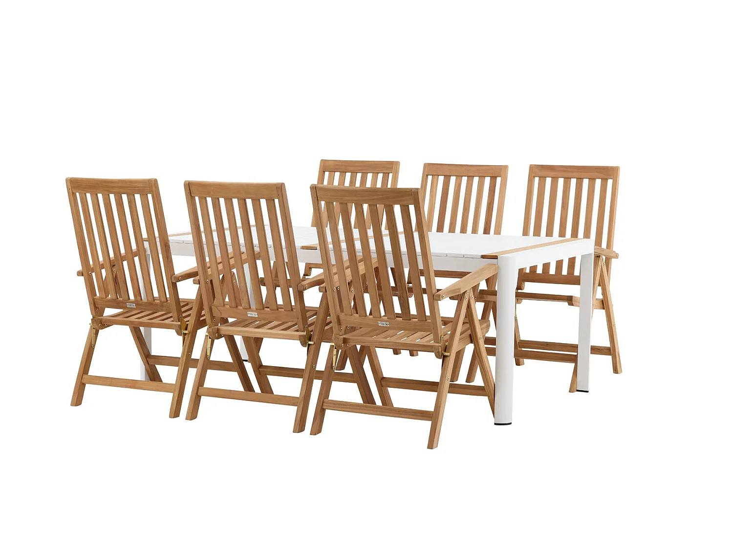 Togo tuinmeubelset tafel 200x100cm, 6 stoelen Kenya, wit,naturel.