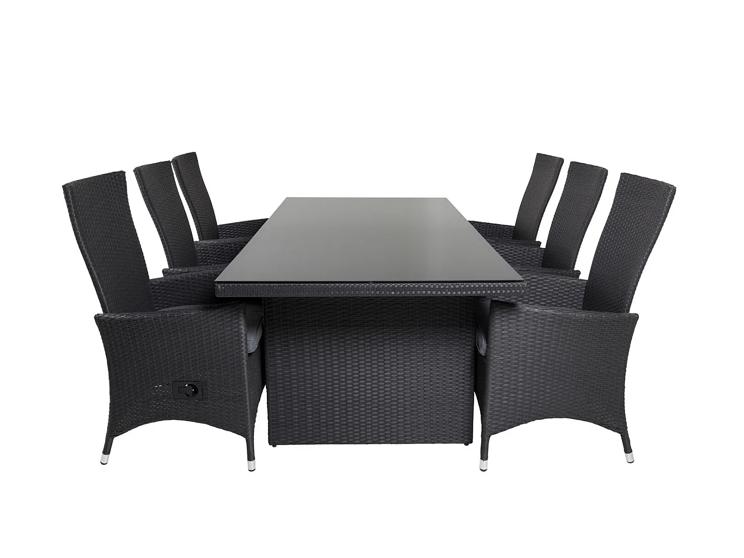 Padova Ensemble table et chaises de jardin, table 100x200cm et 6 chaises recG Padova, noir.