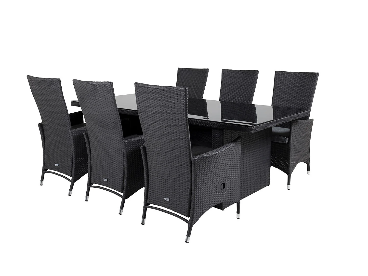 Padova Ensemble table et chaises de jardin, table 100x200cm et 6 chaises recG Padova, noir.