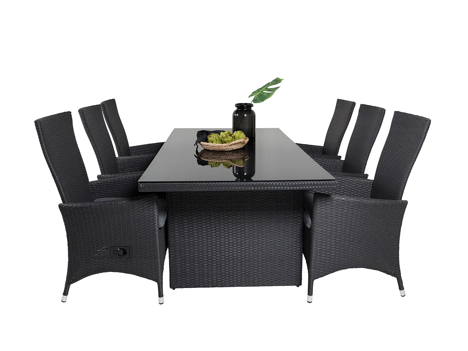 Padova Ensemble table et chaises de jardin, table 100x200cm et 6 chaises recG Padova, noir.