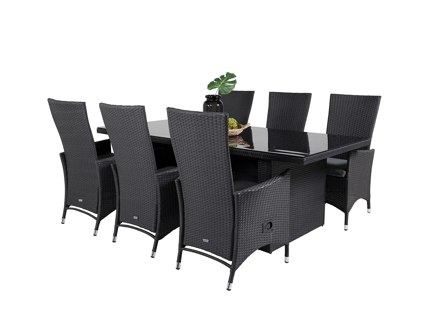 Padova Ensemble table et chaises de jardin, table 100x200cm et 6 chaises recG Padova, noir.