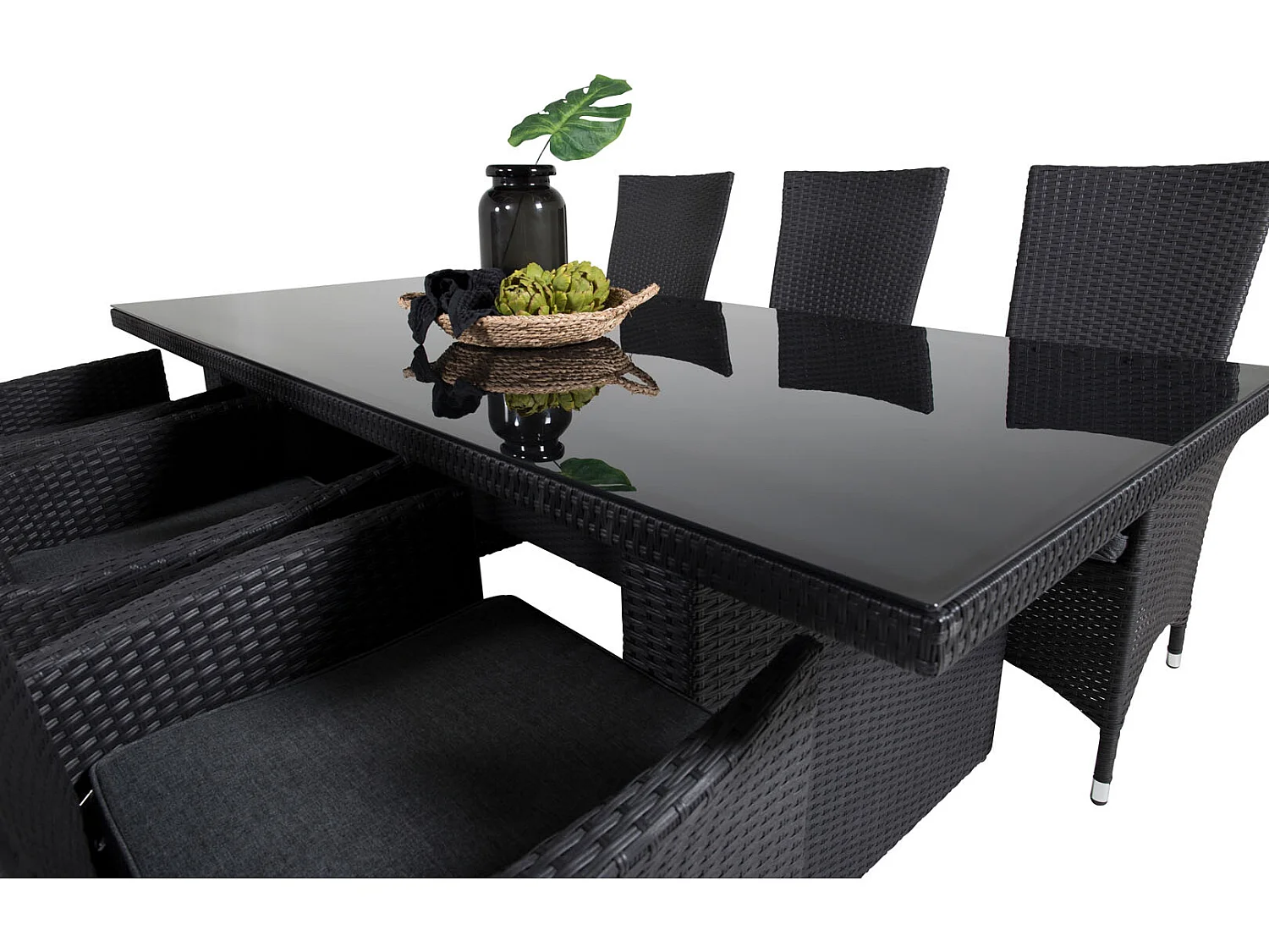 Padova Ensemble table et chaises de jardin, table 100x200cm et 6 chaises recG Padova, noir.