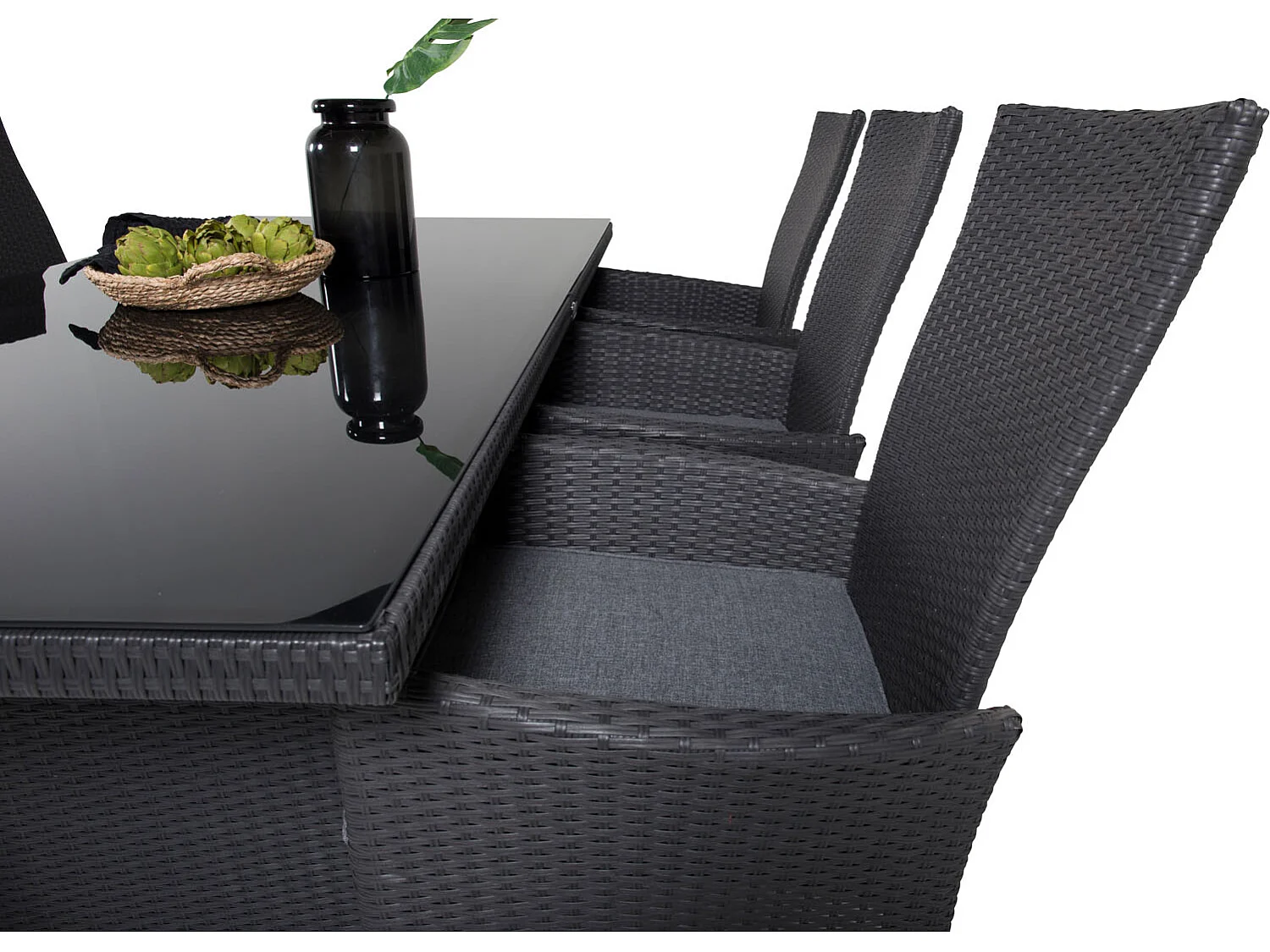 Padova Ensemble table et chaises de jardin, table 100x200cm et 6 chaises recG Padova, noir.