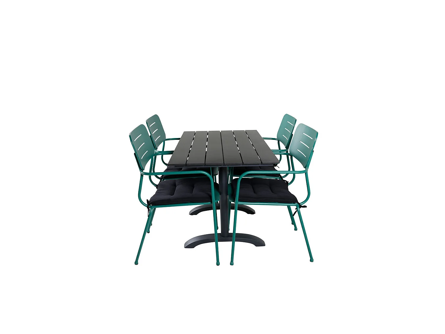 Denver Ensemble table et chaises de jardin, table 70x120cm et 4 chaises Nicke, vert, noir.