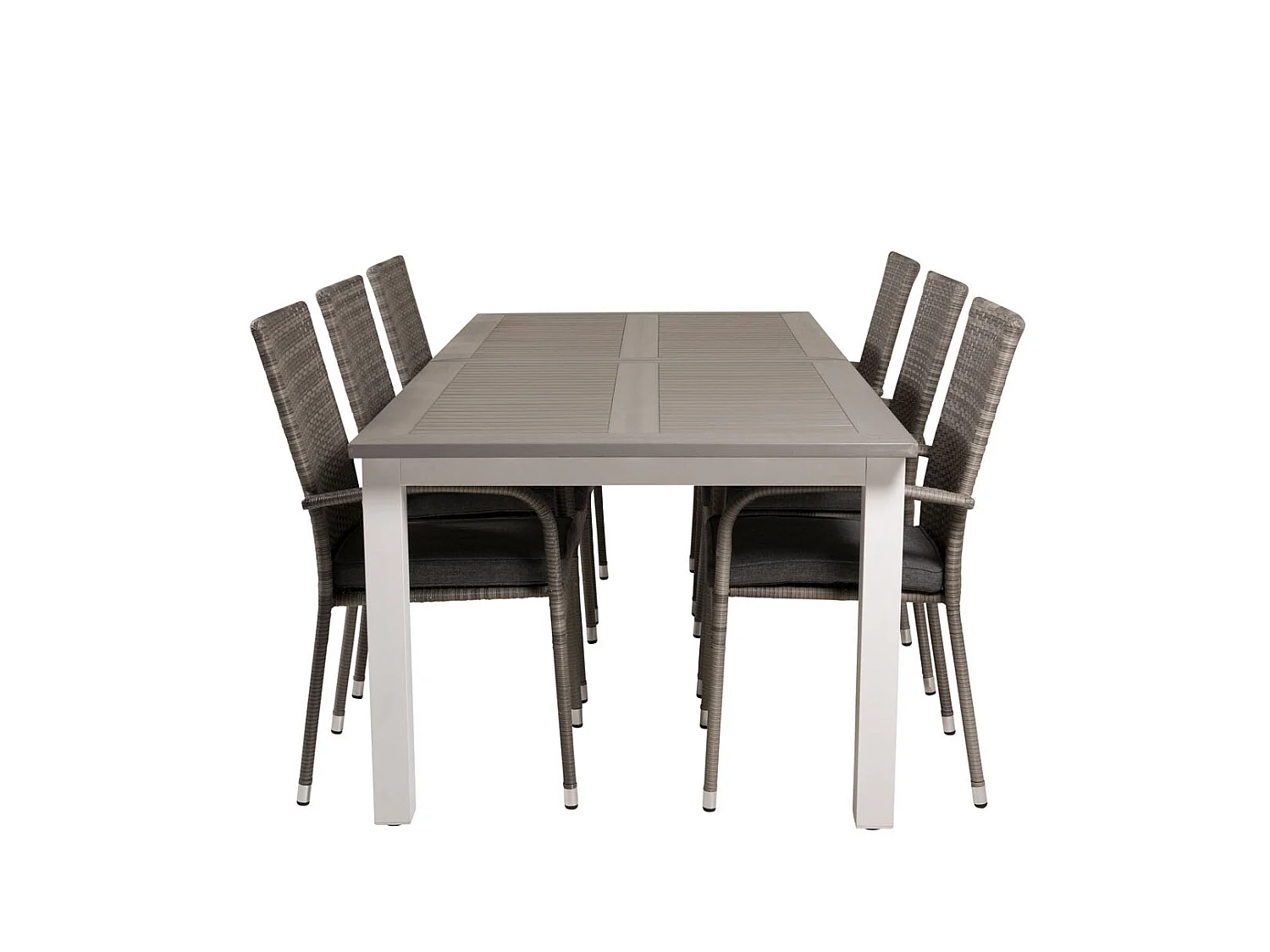 Albany Gartenset Tisch 100x224/324cm und 6 Stühle Anna grau.