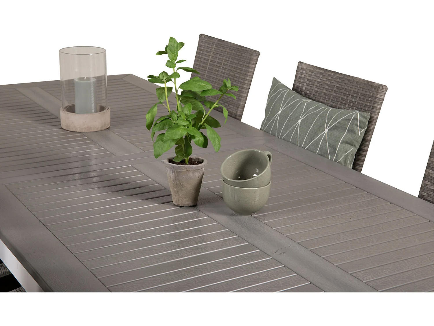 Albany Gartenset Tisch 100x224/324cm und 6 Stühle Anna grau.