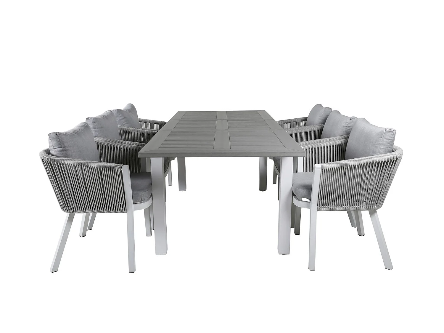 Albany tuinmeubelset tafel 90x152/210cm en 6 stoel Virya wit, grijs, crèmekleur.