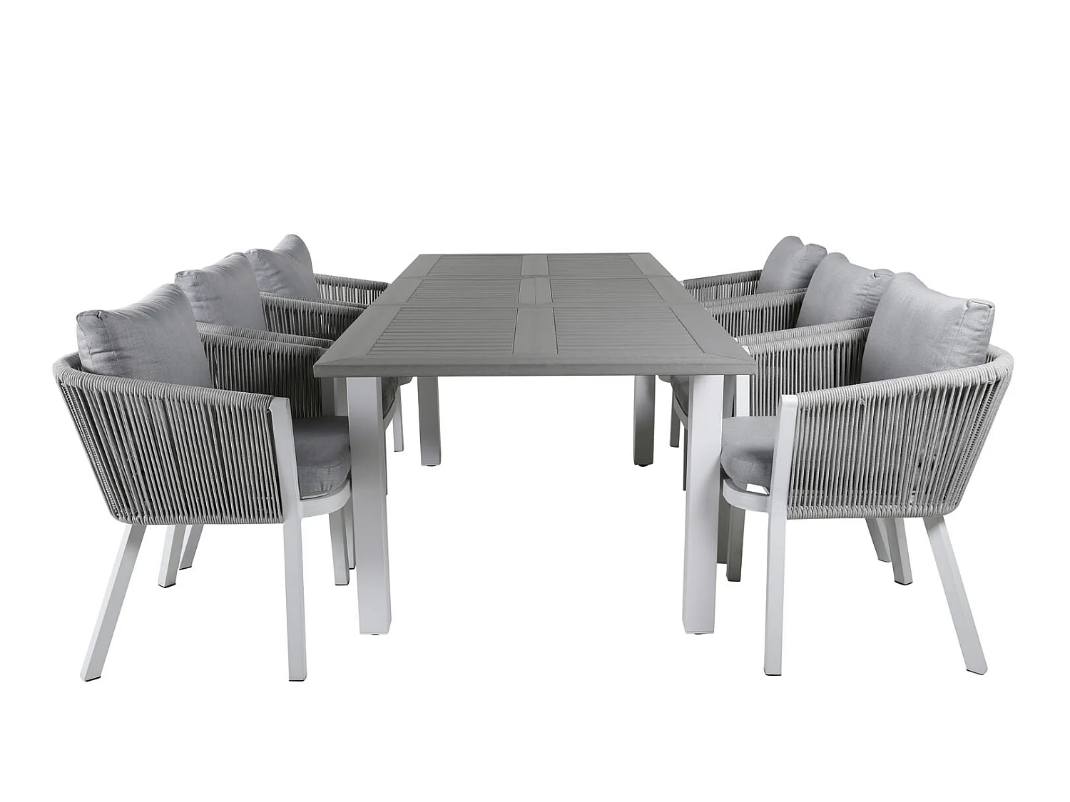 Albany tuinmeubelset tafel 90x152/210cm en 6 stoel Virya wit, grijs, crèmekleur.