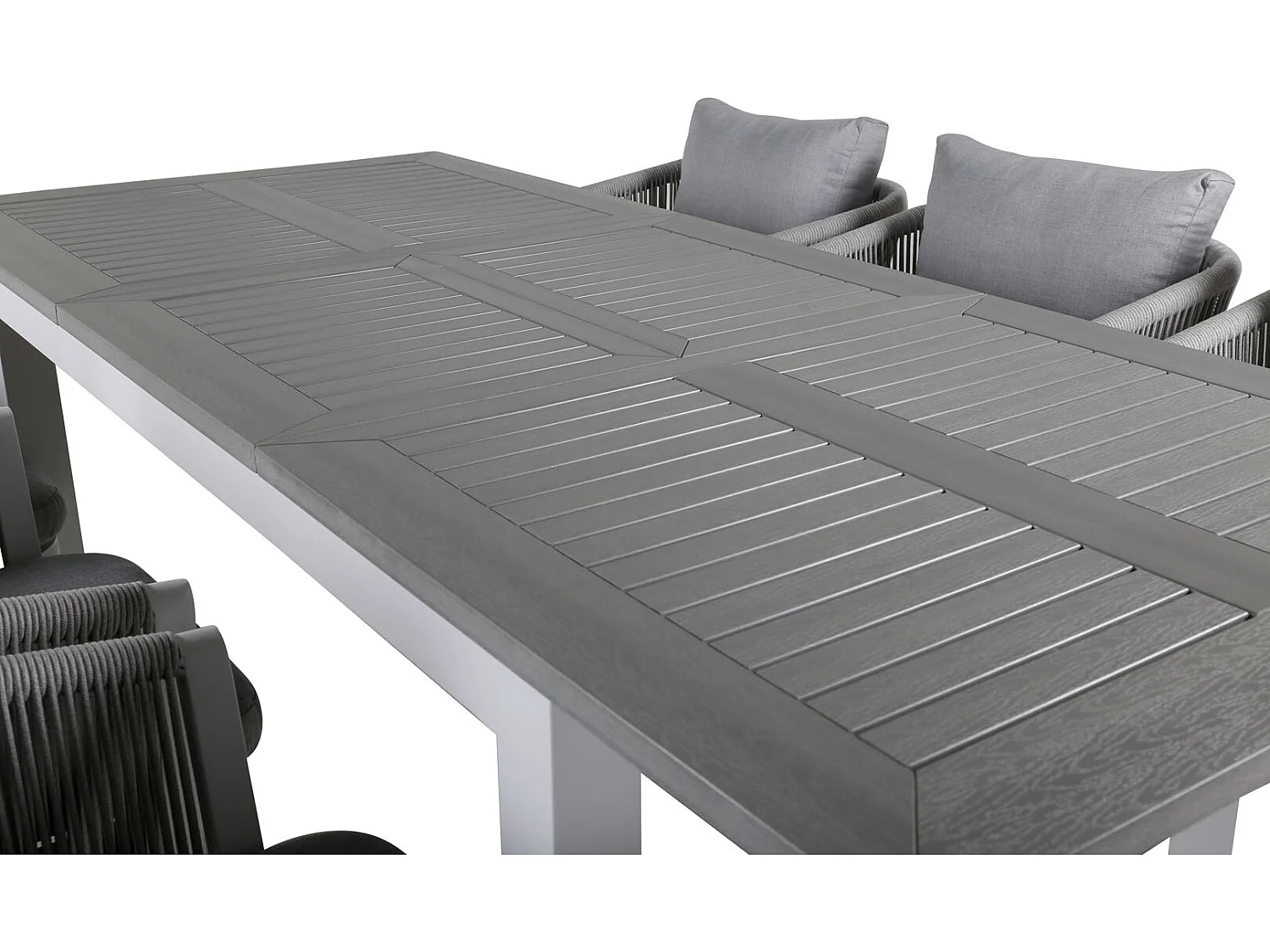 Albany tuinmeubelset tafel 90x152/210cm en 6 stoel Virya wit, grijs, crèmekleur.