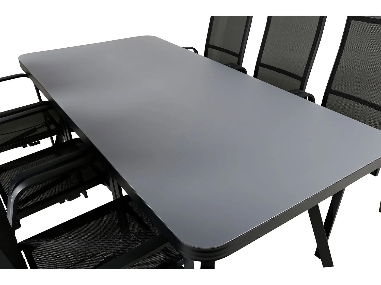 Virya Gartenset Tisch 100x200cm und 6 Stühle Copacabana schwarz, grau.