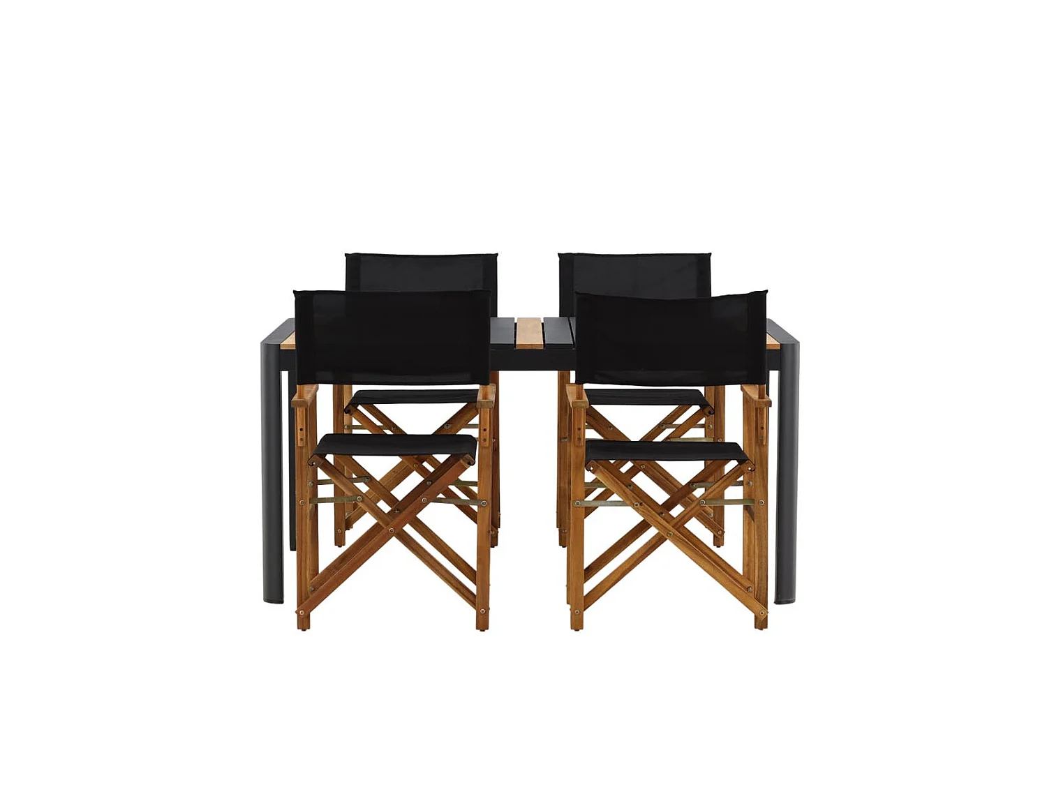 Togo tuinmeubelset tafel 150x100cm, 4 stoelen Marion, zwart,zwart.