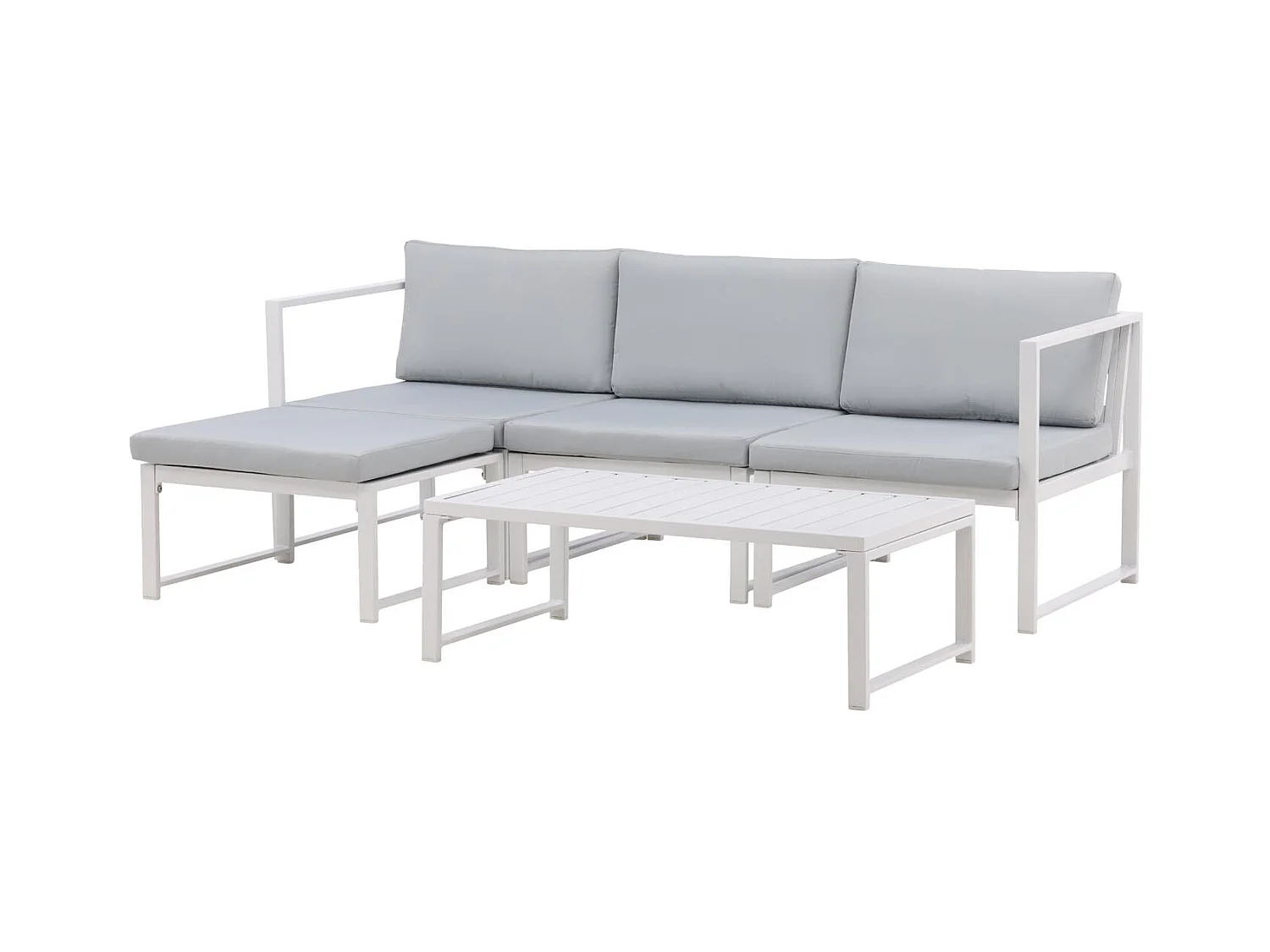 Salon de Jardin Modulable "Salvador" 200cm Blanc & Gris