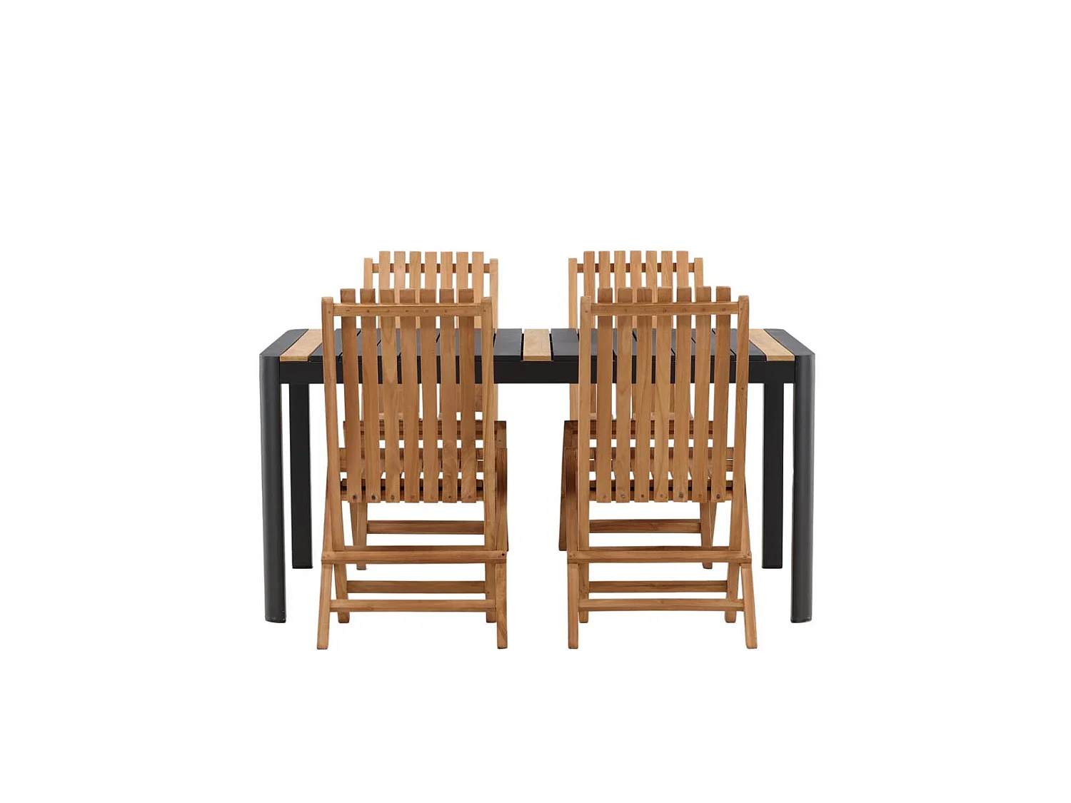 Togo ensemble table et chaises de jardin, table 150x100cm, 4 chaises Ghana, noir,naturel.
