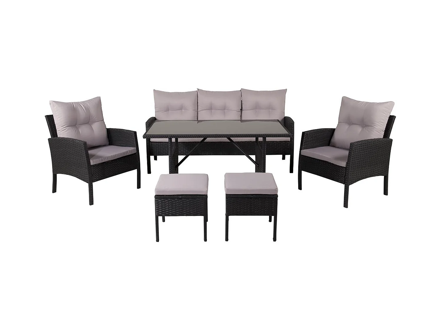 Salon de Jardin "Knock" 158cm Noir & Gris