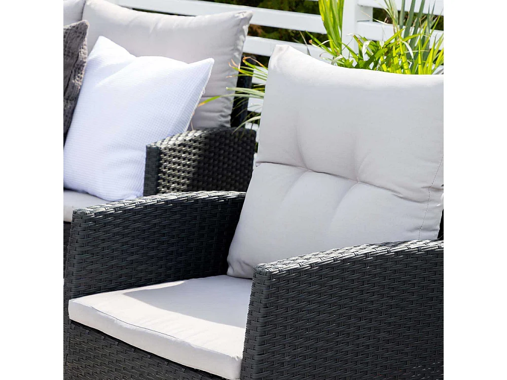 Salon de Jardin "Knock" 158cm Noir & Gris