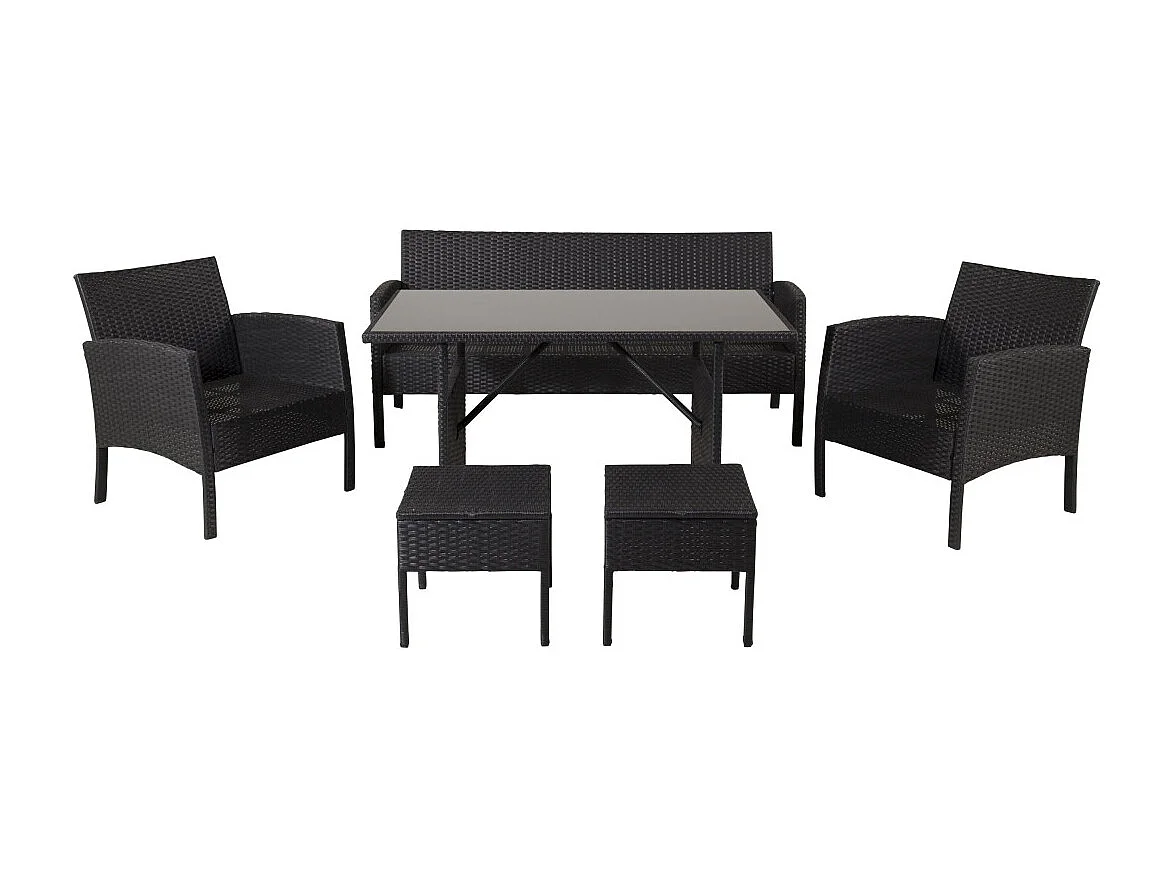 Salon de Jardin "Knock" 158cm Noir & Gri