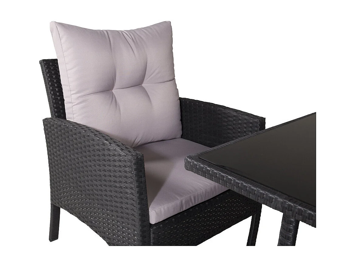 Salon de Jardin "Knock" 158cm Noir & Gri