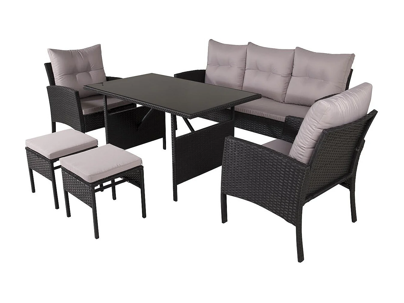 Knock tuinmeubelset 6 delen zwart, grijs.