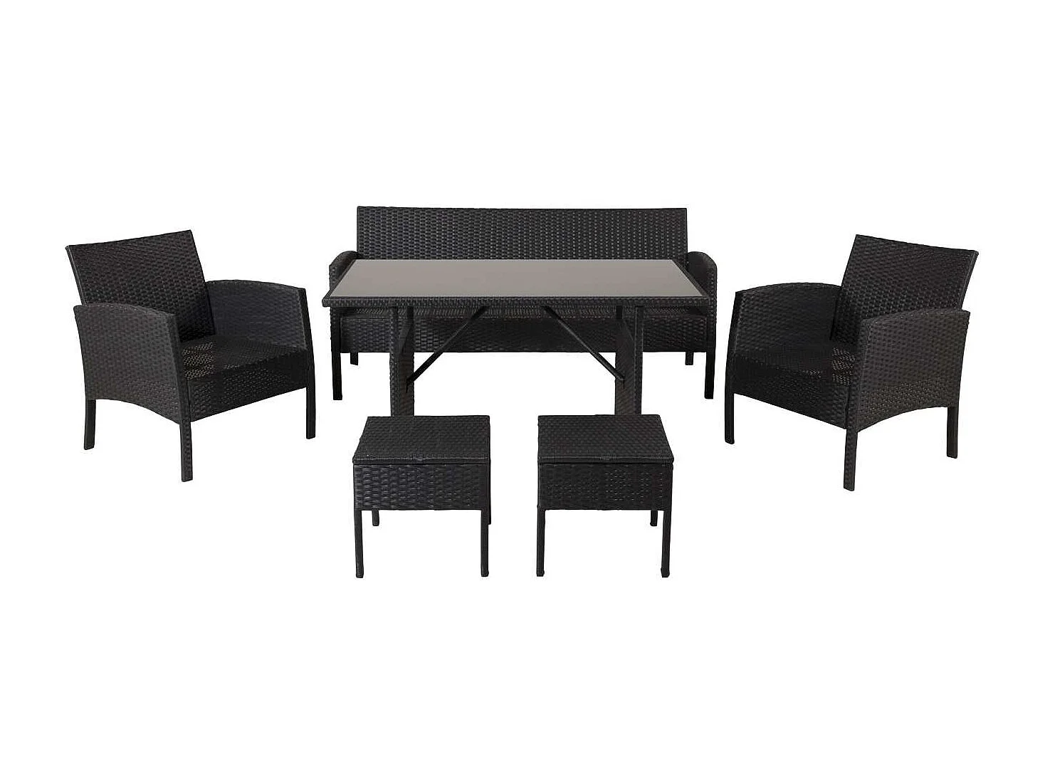 Knock tuinmeubelset 6 delen zwart, grijs.