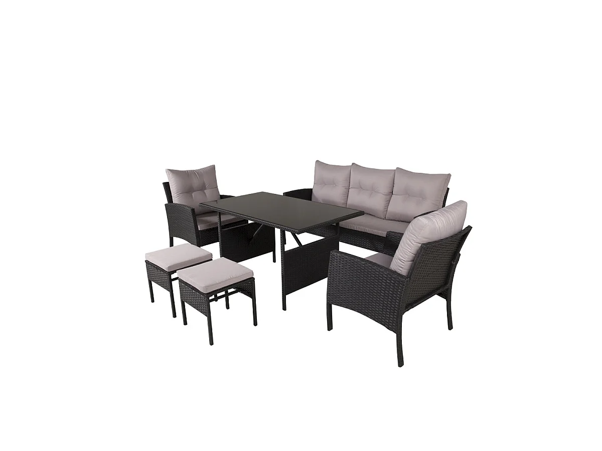 Salon de Jardin "Knock" 158cm Noir & Gris