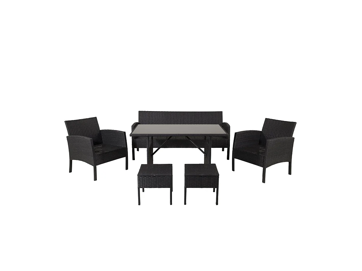 Salon de Jardin "Knock" 158cm Noir & Gris