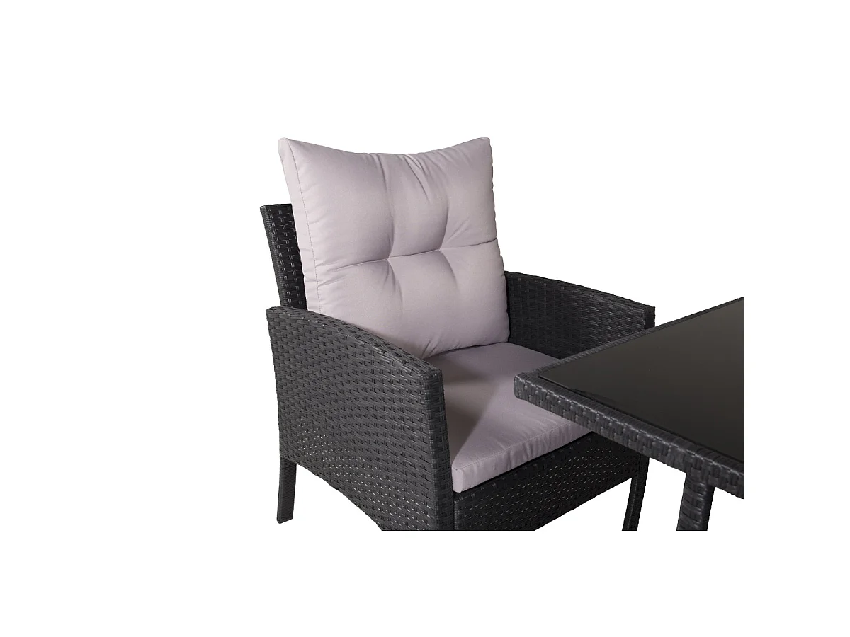 Salon de Jardin "Knock" 158cm Noir & Gris