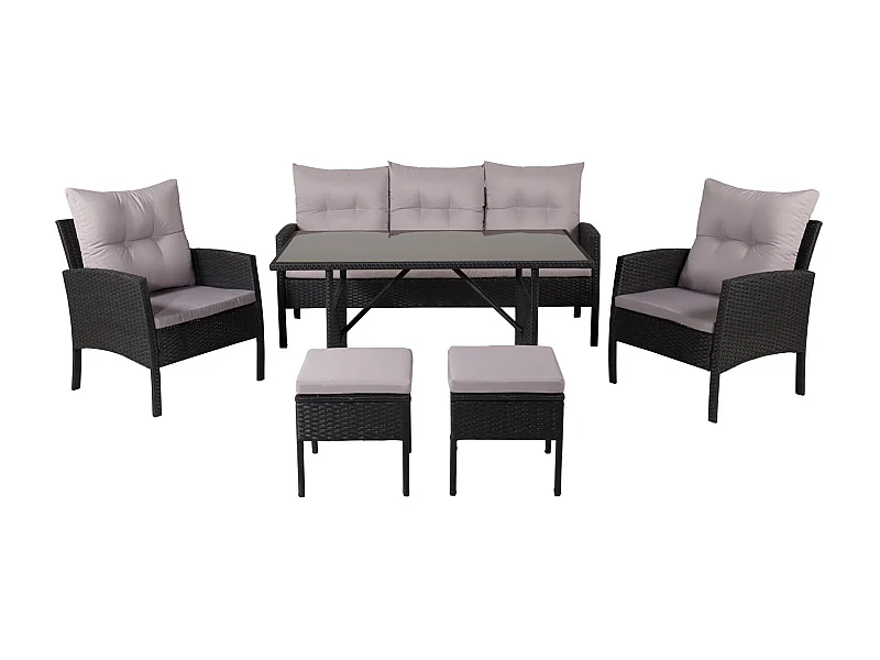 Salon de Jardin "Knock" 158cm Noir & Gris