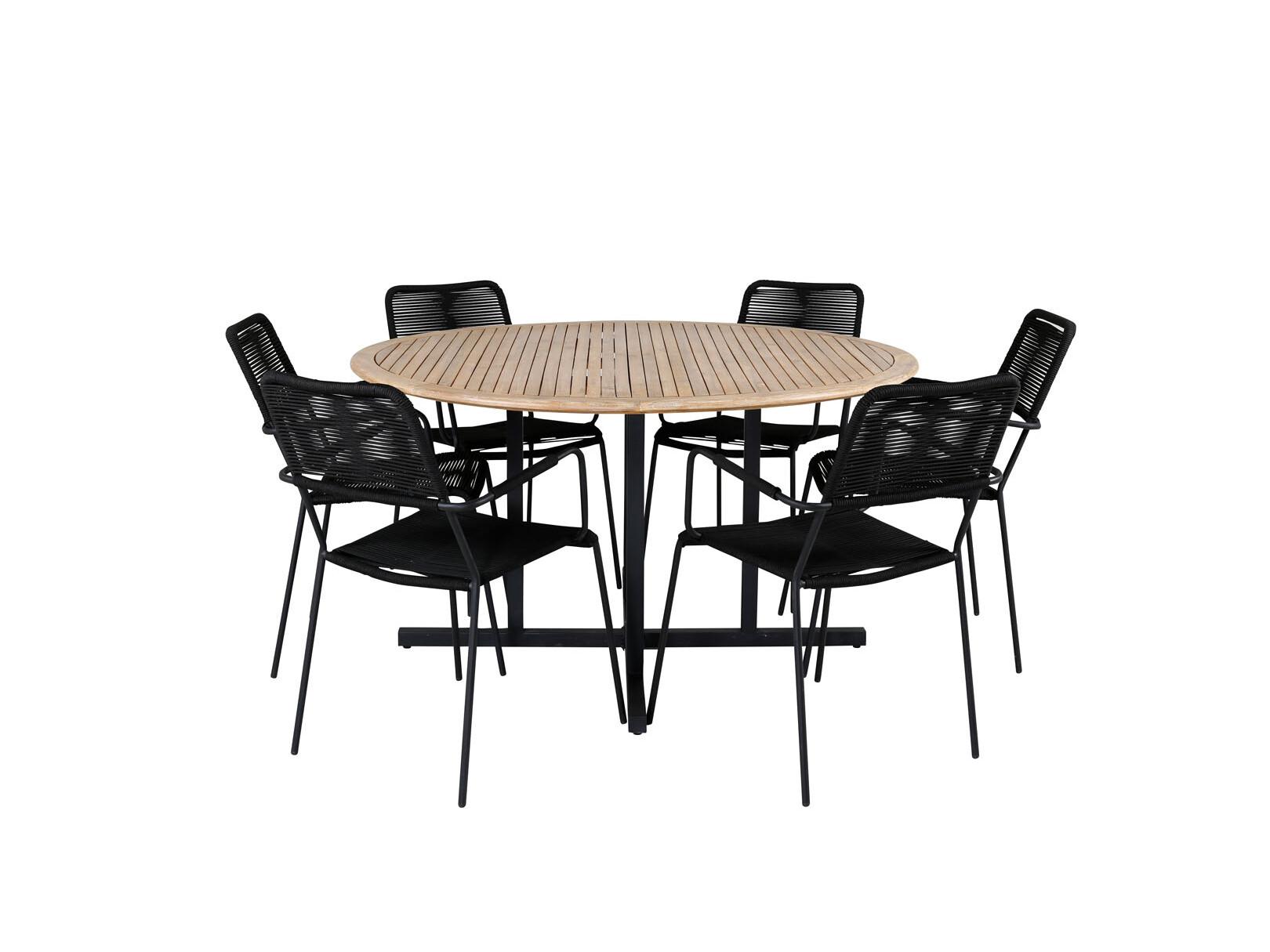 Cruz Tuinmeubelset Tafel Cm En Stoel Armleuning Lindos Zwart Naturel