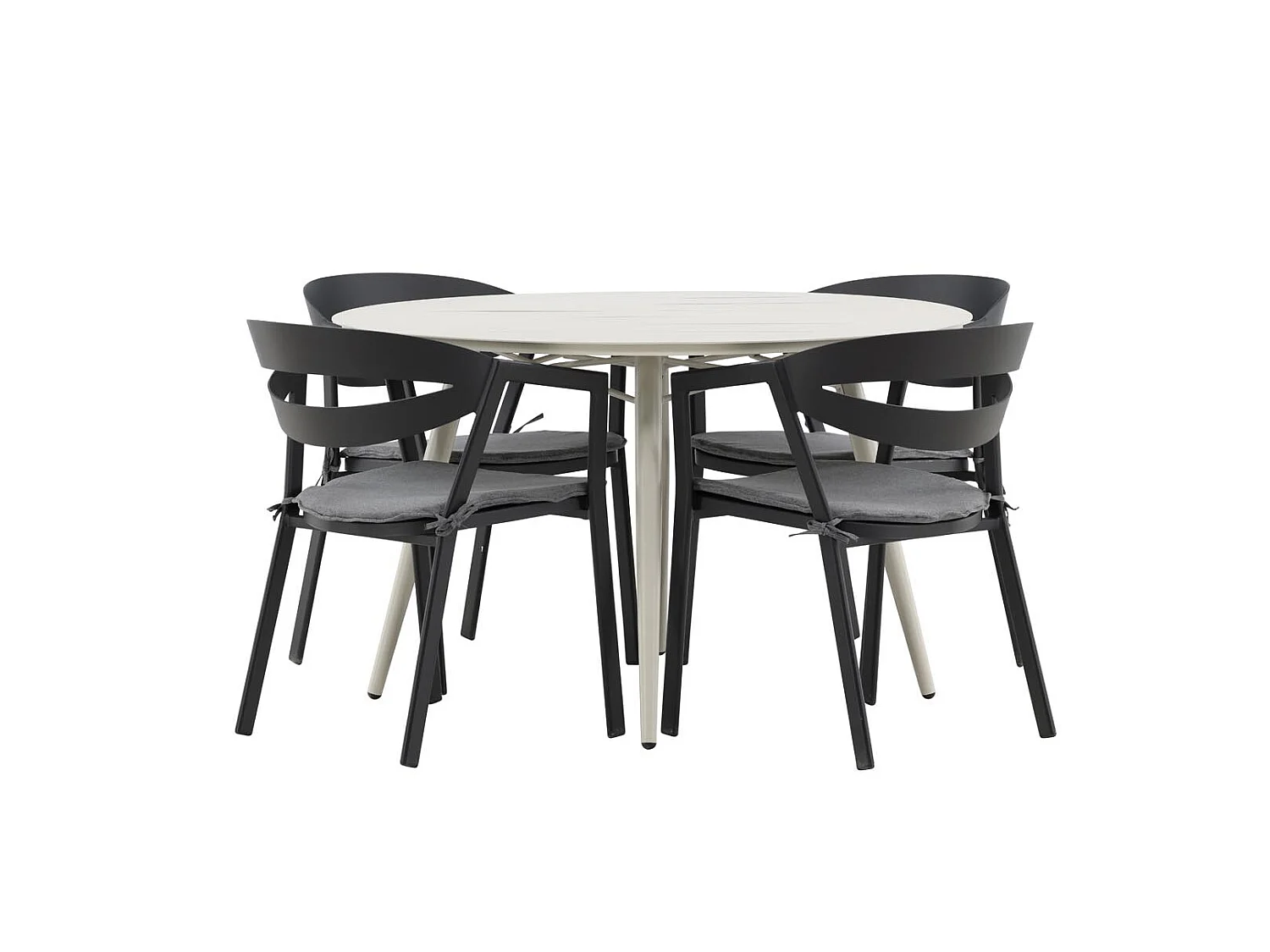 Lina ensemble table et chaises de jardin, table 120x120cm, 4 chaises Wear, beige,noir.